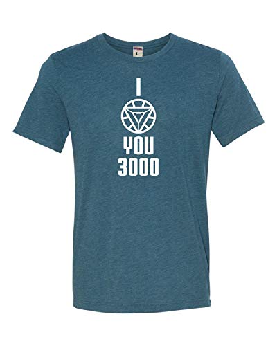 Medium Steel Blue Adult I Love You 3000 Stark Triblend T-Shirt