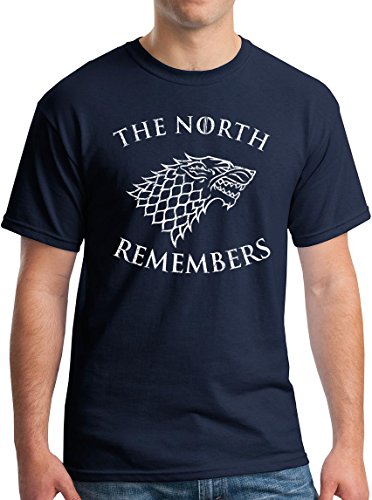 The North Remembers T-Shirt Stark Arya Wolf Jon Snow Winter Westeros Navy XXL